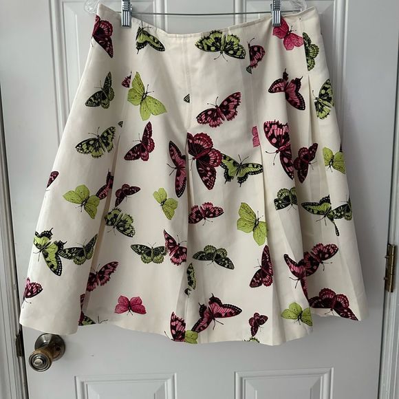 Talbots Dresses & Skirts - TALBOTS WOMEN BUTTERFLY PATTERN A- LINE LARGE PLEATED SILK BLEND Y2K SKIRT, 14